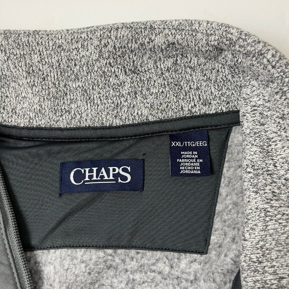 Chaps Men's Gray Heather 1/4 Zip Fleece Pullover NWT Size XXL - Picture 4 of 7